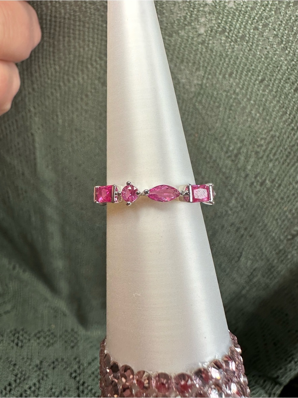 Bomb Party "Hour & Hour" RG82344 Rose Corundum on Rhodium Size 9